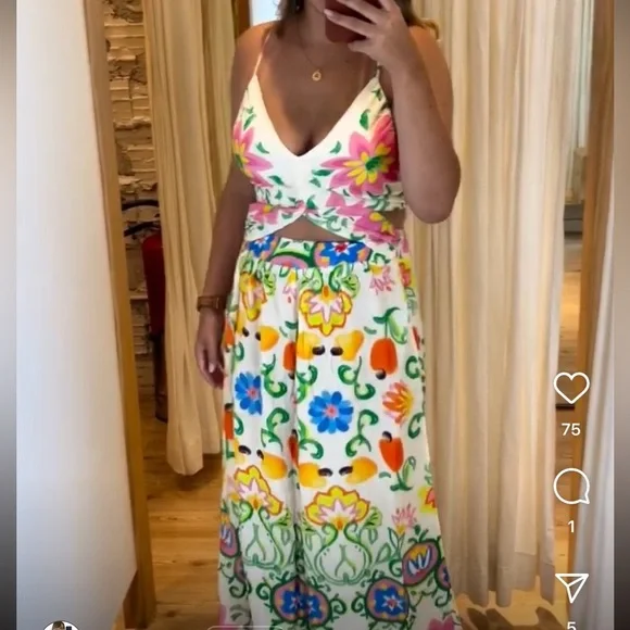 FARM Rio Watercolor Bow Jumpsuit Size M - Picture 3 of 9